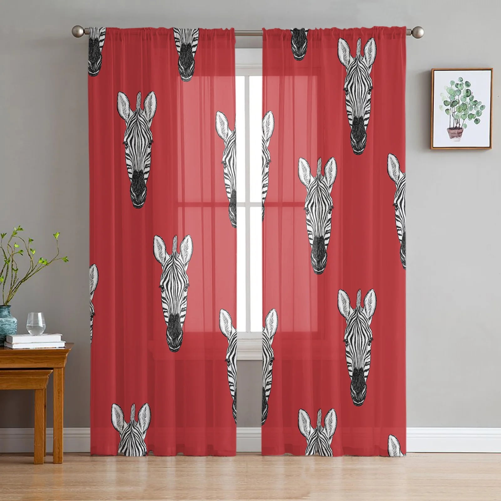 Zebra Black And White Stripes Voile Curtains for Living Room Window