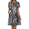 thumbnail image 1 of Zebra Black White Animal Print Dress Fashion Beach Short Sleeve Dresses Female Party Printed Sundress, 1 of 7