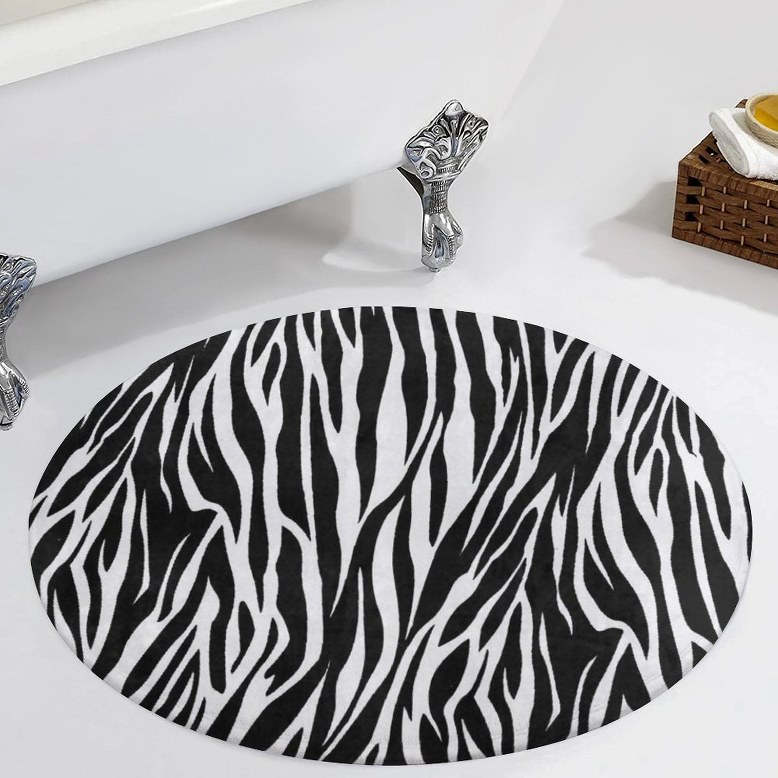 Zebra Black White Animal Print Round Carpet Circle Rug Outdoor Patio ...