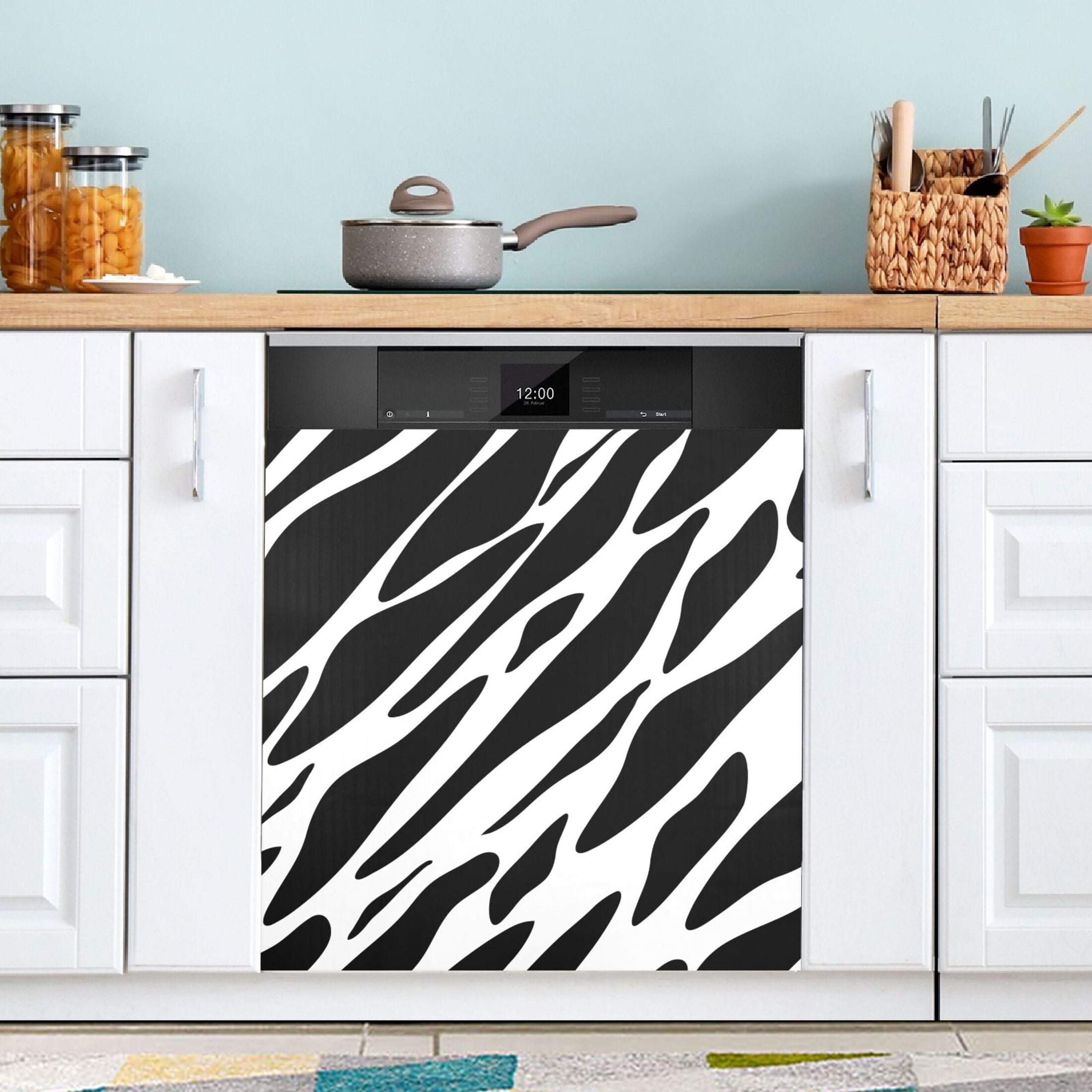 Zebra Black and White Dishwasher Cover Refrigerator