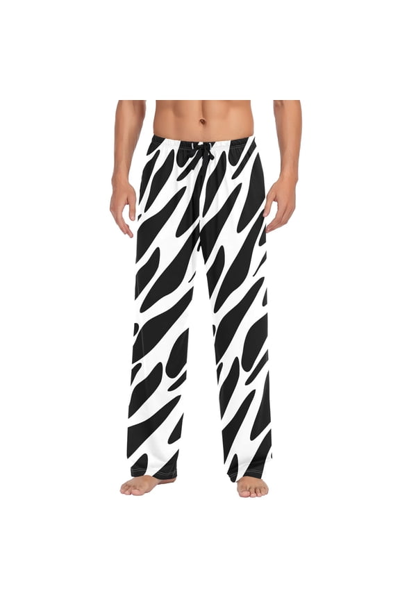 Zebra Black and White joogoo Men's Pajama Pants Cotton Long Sleepwear Lounge Pants 2XL
