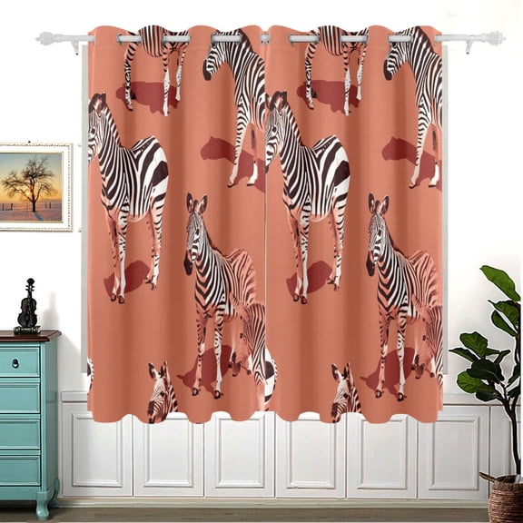 Zebra Blackout Curtain Panels 63x55in Drapes Privacy Assured for Living room Bedroom Bathroom 2 panels set