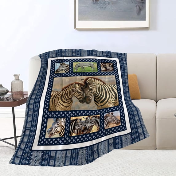 Zebra Blanket Zebra Print Throw Blankets Cozy Fleece Flannel Blanket Plush Lightweight Blanket Zebra Decor Gifts for Men Women Girls Boys Adults for Couch Sofa Bed 60"X80"