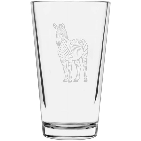 Zebra Body Zoo Animal Themed Etched All Purpose 16oz Libbey Pint Glass