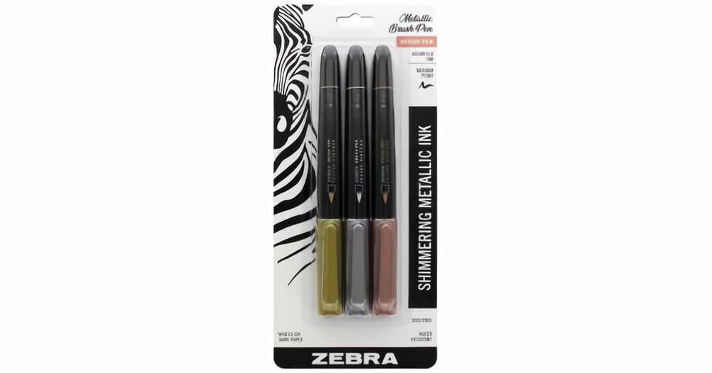 Zebra Brush Pen Medium Point Assorted Metallic Ink (Pack of 32)