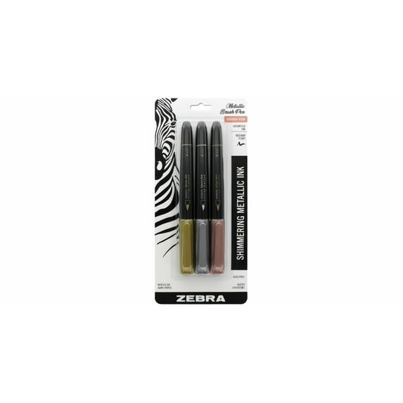 Zebra Brush Pen Medium Point Assorted Metallic Ink (Pack of 48)