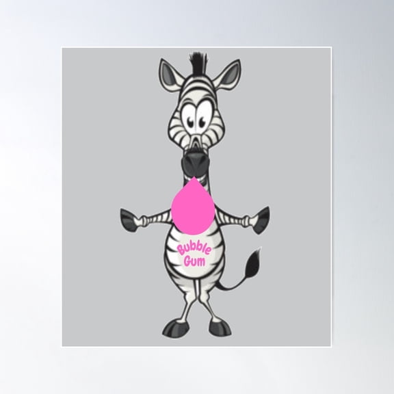 Zebra Bubble Gum Design Poster Wall Art, Modern Wall Decor For Living Room Bedroom, 8x12 UNFRAMED