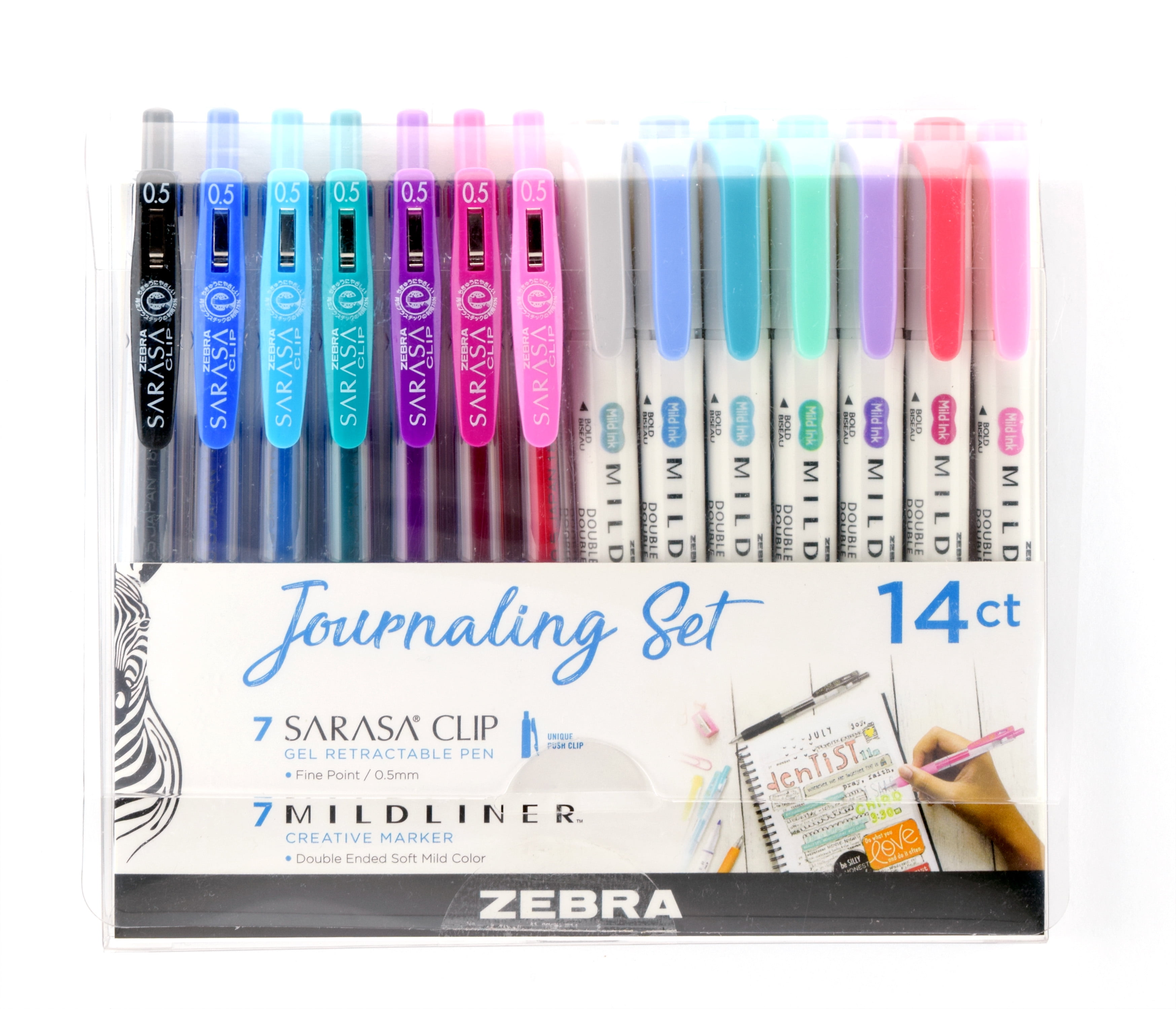 ZEBRA PEN Zebra Variety Pack, 7 Double-Ended Markers, 7 Fine Point Gel Pens, 14 Pieces