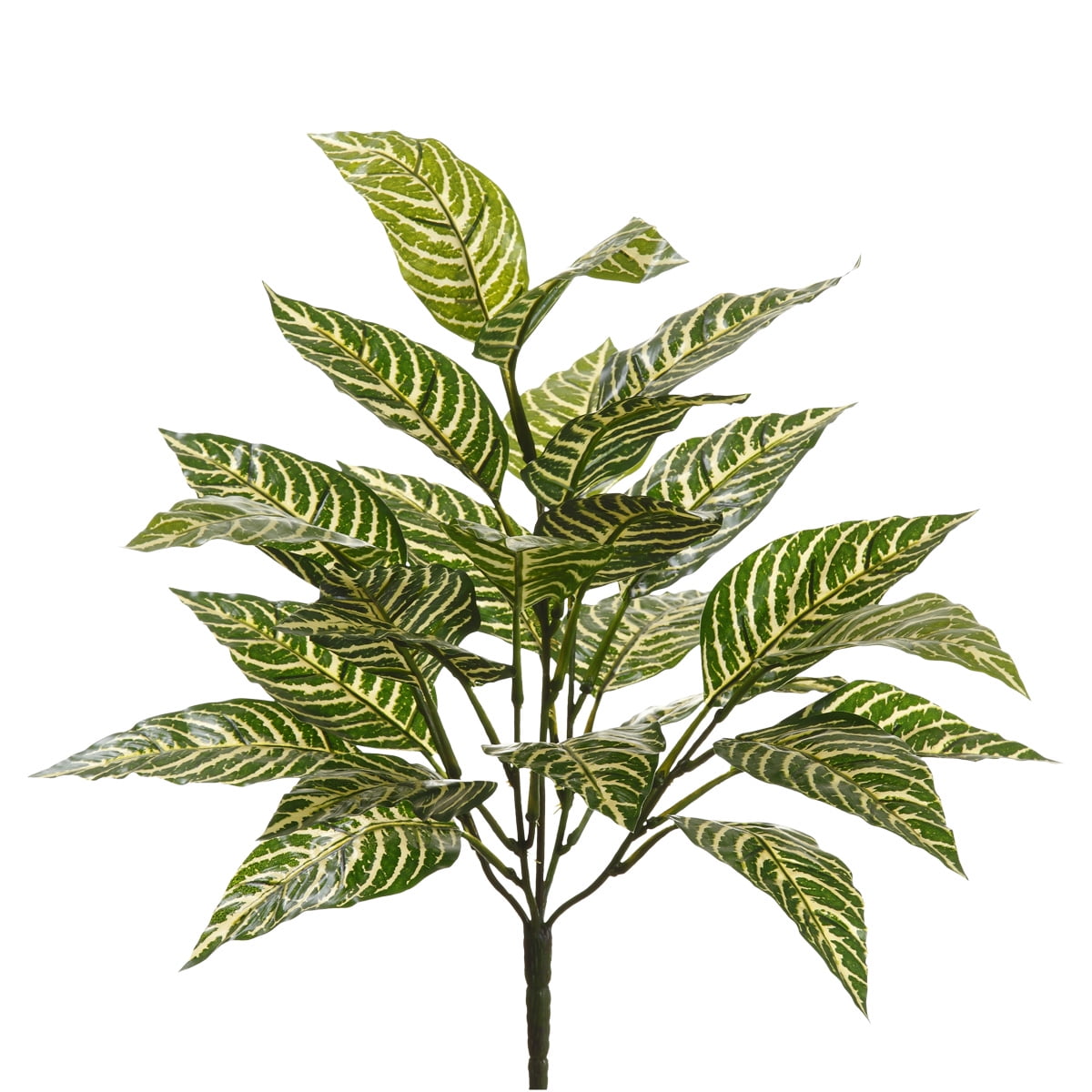 Green and White Faux Zebra Bush Plant in Vase