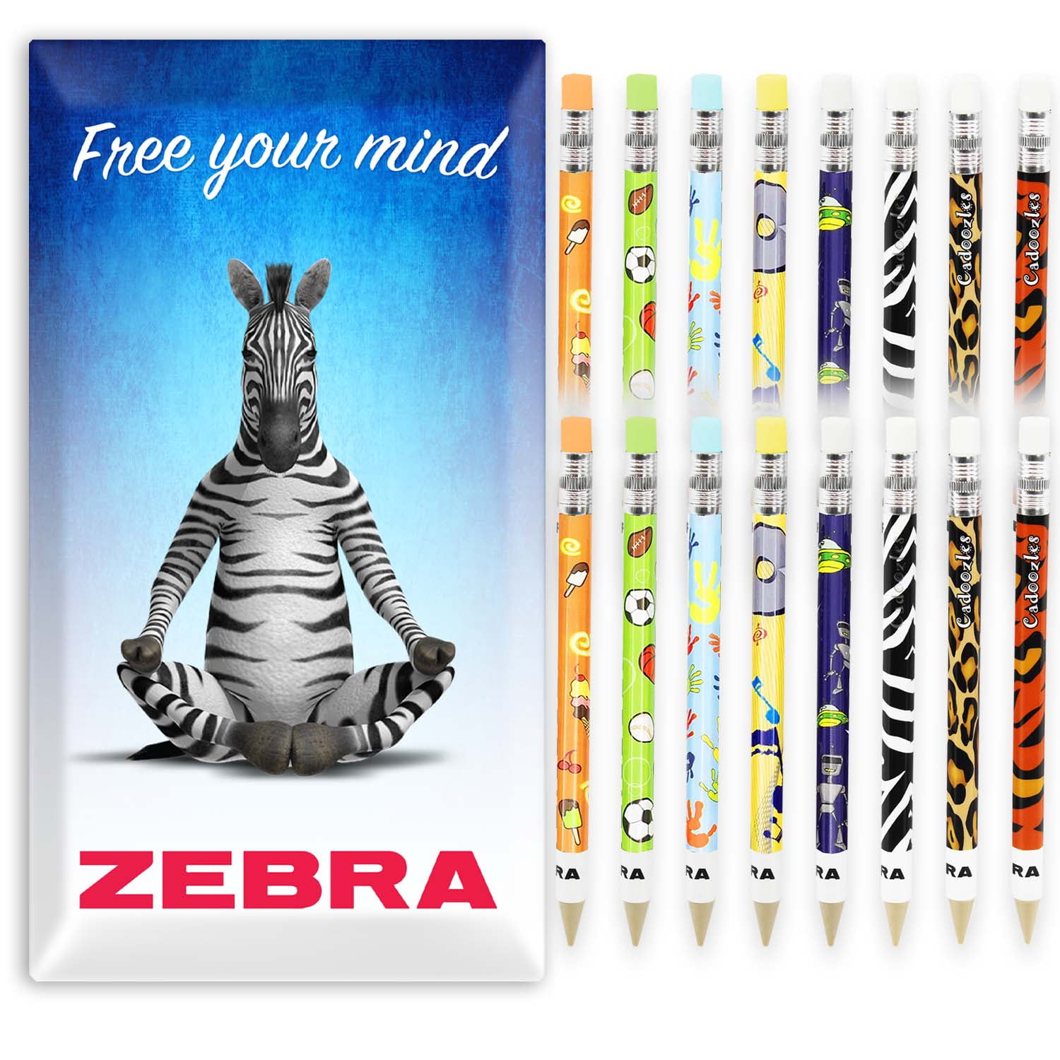 Zebra Cadoozle Mini Mechanical Pencil - 0.7mm Lead - 2 of Each Barrel - Pack of 16 - In Zebra Packaging