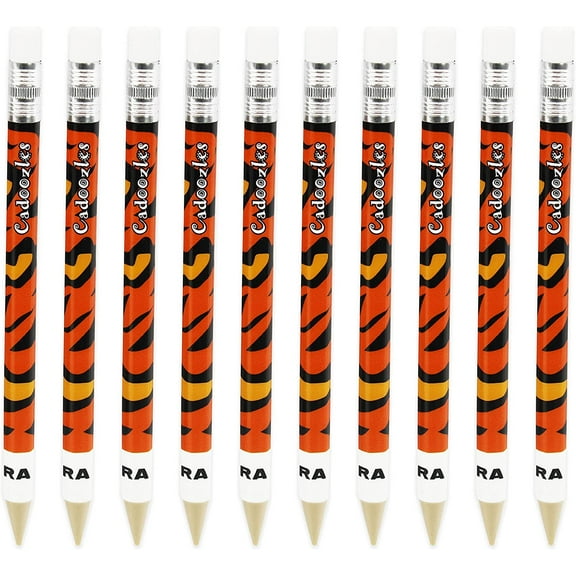 Zebra Cadoozle Mini Mechanical Pencil - 0.7mm Lead - Novelty Tiger Animal Print - Pack of 10