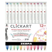 Zebra ClickArt Retractable Bullet Point Marker Pens 12/Pkg-Light