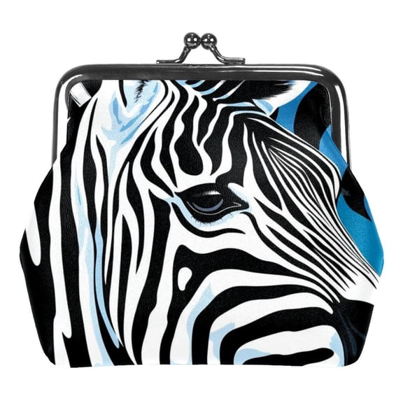 Zebra Coin Purse Vintage Pouch Buckle Clutch Bag Kiss-Lock Change Purse Clasp Closure Wallets for Women Girl