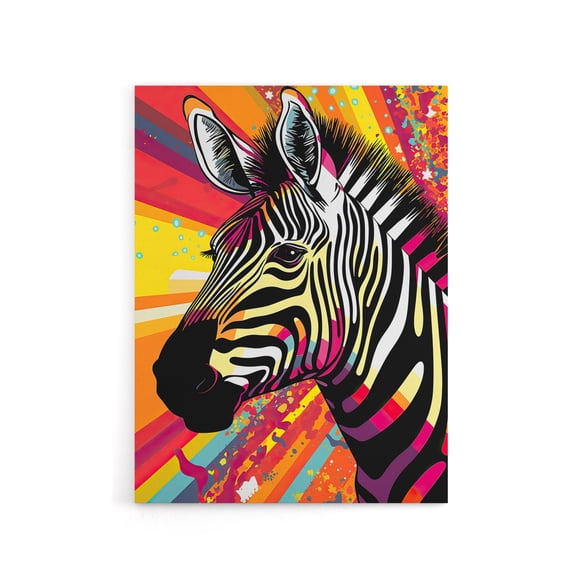 Zebra Colourful Rainbow Stripes Portrait Canvas Wall Art Print 24X32"
