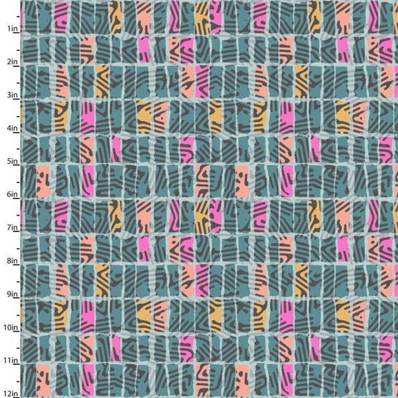 Zebra Dazzle Funky Geo Turquoise Cotton Fabric