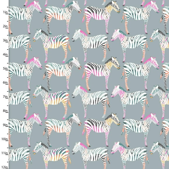 Zebra Dazzle Zebra Row Gray Cotton Fabric