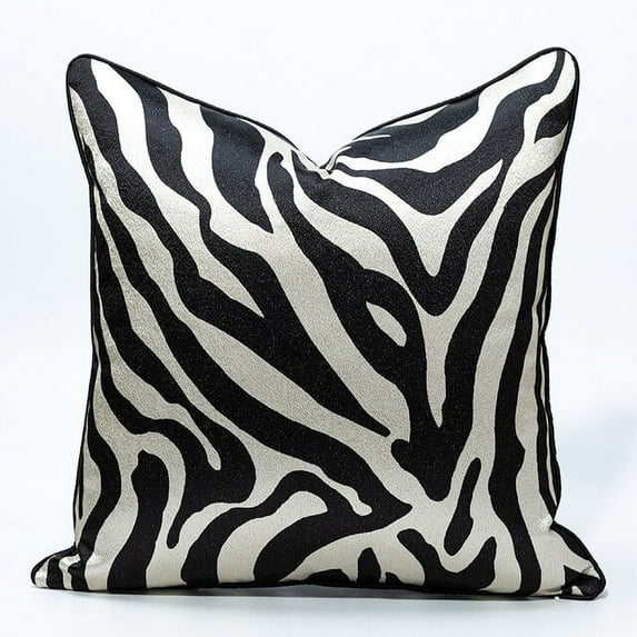 Zebra Decorative Velvet Throw Pillow Cover Black Cushion Case Modern Pillowcase for Sofa Couch Bedroom Living Room Home Decor 20x20 Inch