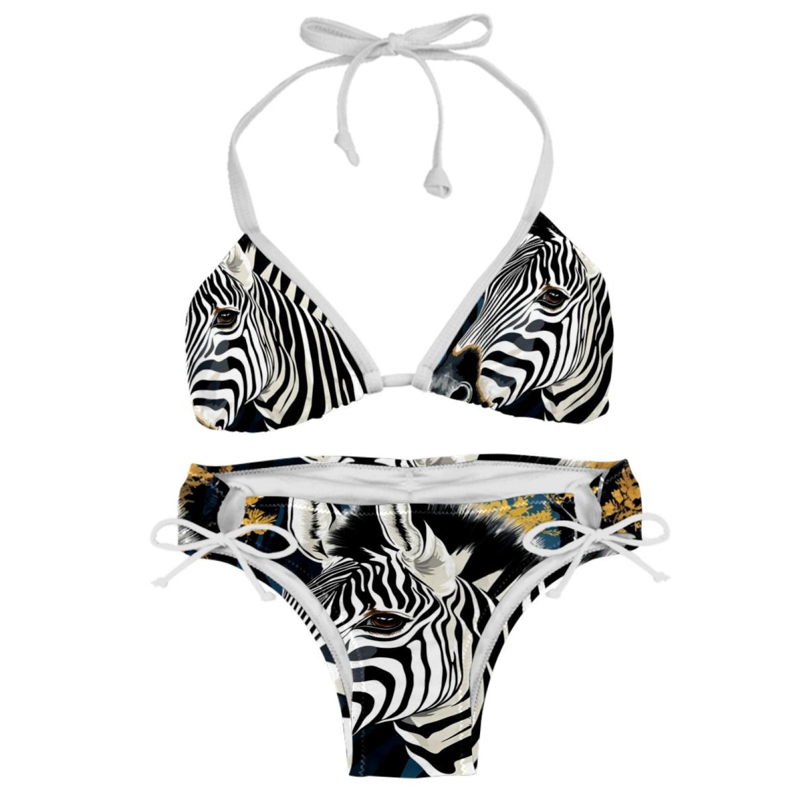 Zebra Detachable Sponge Adjustable Strap Bikini Set Two-Pack, Great for