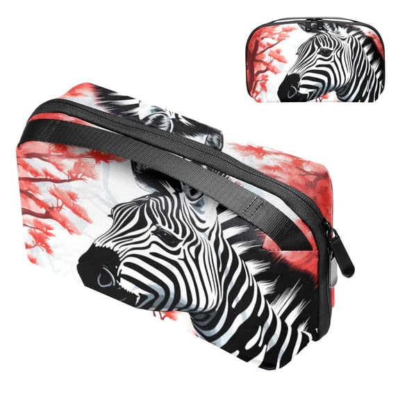 Zebra Digital Bag Organizer Travel Case with Oxford Fabric Waterproof Material - 5.9x9.44x3.14 in - Storage Pouch Small Box Organizer Storage Container Small Storage Bag Pouch Case
