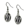 thumbnail image 1 of Zebra Distressed Black Dangling Drop Oval Earrings, 1 of 1