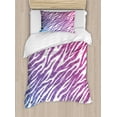 thumbnail image 1 of Zebra Duvet Cover Set, Illustration of Colorful Art of Animal Skin Stripes Pattern, Decorative 2 Piece Bedding Set with 1 Pillow Shams, Twin Size, Pink Fuchsia, by Ambesonne, 1 of 3