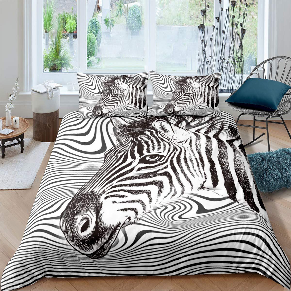 Zebra Duvet Cover Set King Size 3D Horses Steed Bedding Sets Africa Wild Animal Comforter Cover