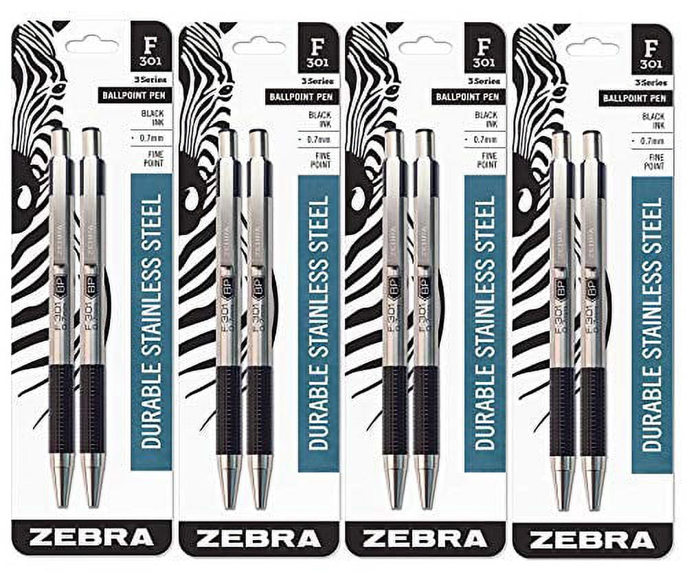 Zebra F-301 Penna A Sfera In Acciaio Inox, Punta 1,6 Mm, Nero, Confezione Da 2 - 4