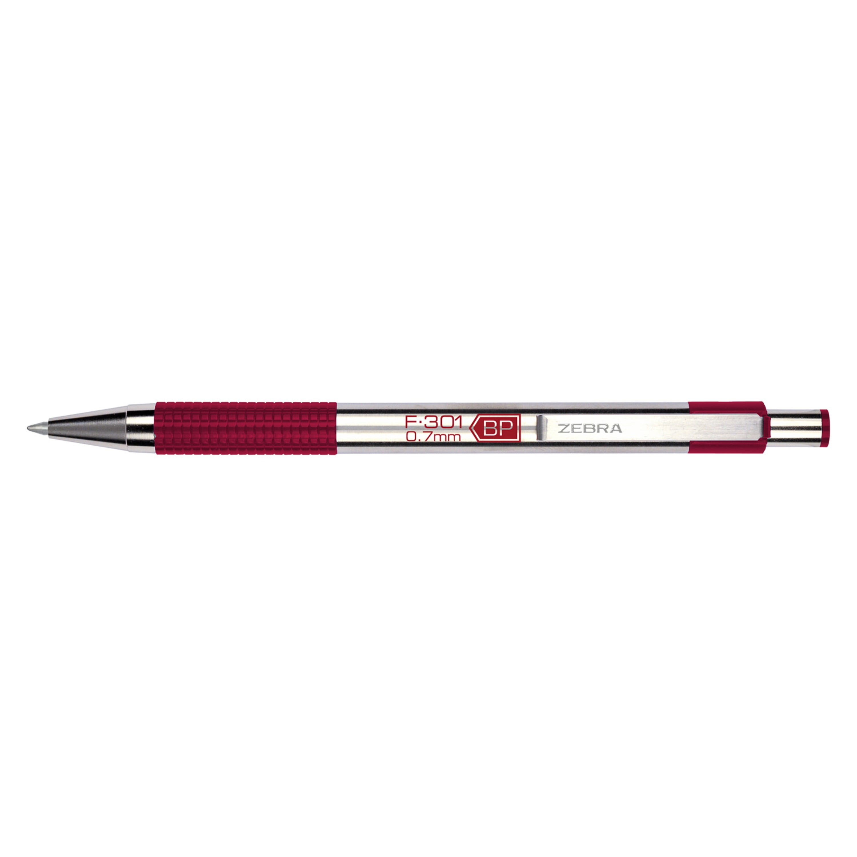 Zebra F-301 Retractable Ballpoint Pen, .7mm, Red