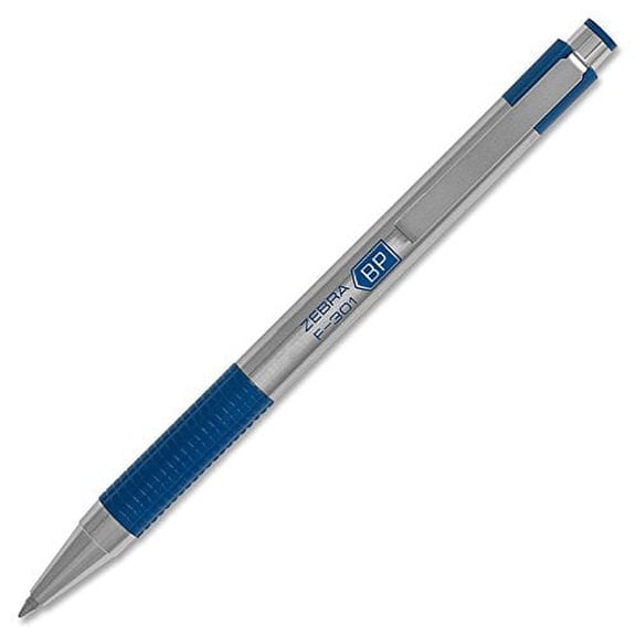 Zebra F-301 Stainless Steel Retractable Ballpoint Pen, 0.7mm, Blue, 3-Pack (27120)