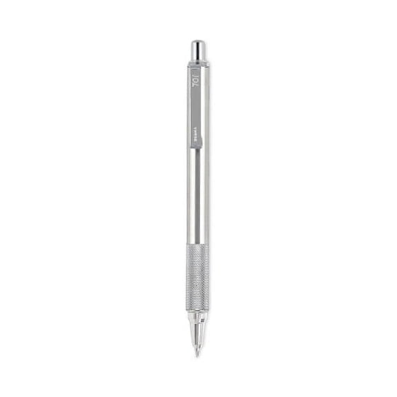 Zebra F-701 Ballpoint Pen, Retractable, Fine 0.7 mm, Black Ink, Stainless Steel/Black Barrel, Each