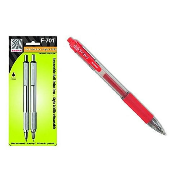 Zebra F-701 Stainless Steel Ballpoint Retractable Pen, Black Ink, Fine Point (3 Pens)