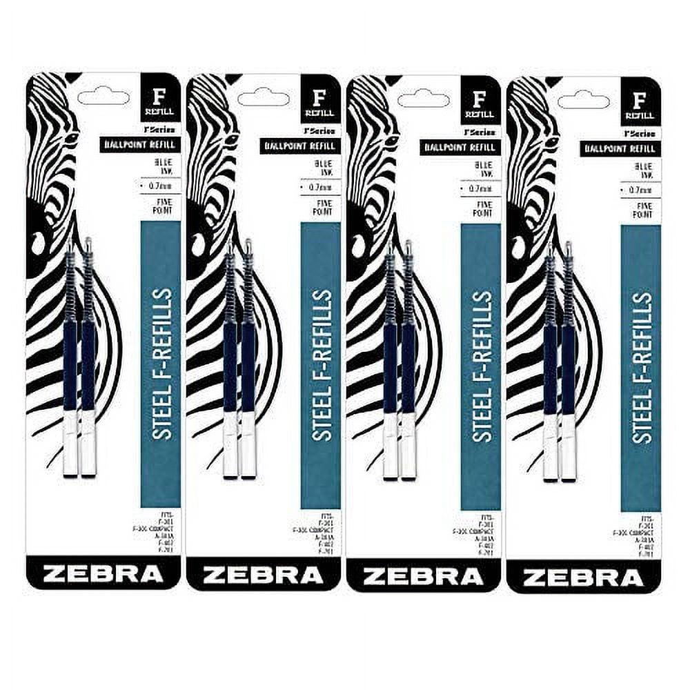 Zebra F-Series Ballpoint Stainless Steel Pen Refill, Fine Point, 0.7mm, Blue Ink, 2-Count (4 PACK) Zebra F-Series Ballpoint Stainless Steel Pen Refill, Fine Point, 0.7mm, Blue Ink, 2-Count (4 PACK)