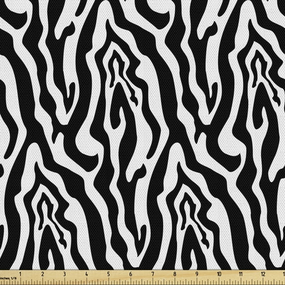 Zebra Fabric by the Yard, Repetitive Monochrome Abstract Horse with Stripes Inspired Illustration, Decorative Upholstery Fabric for Sofas Home Accents, 3 Yards, White Charcoal Grey by Ambesonne