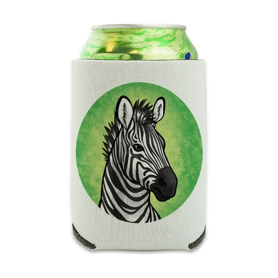 Zebra Face Can Cooler - Drink Sleeve Hugger Collapsible Insulator - Beverage Insulated Holder