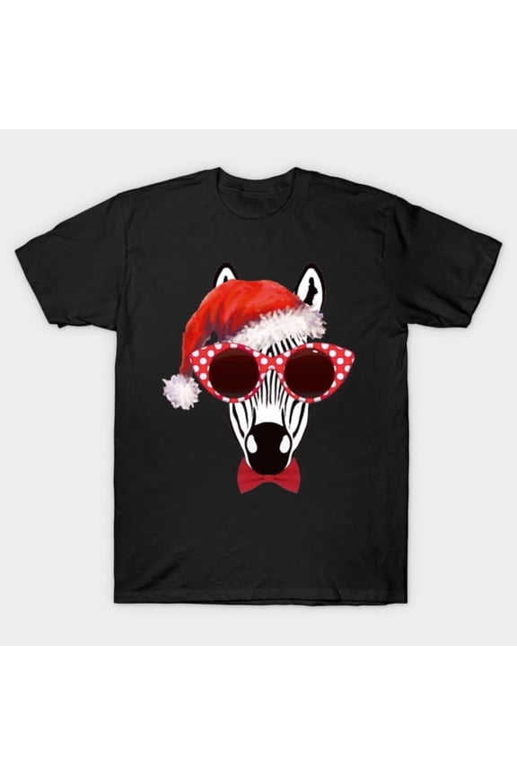 Zebra Face Christmas Humor Sweater Funny Holiday Animal Graphic, H6415 Unisex T-Shirt, Up to 5XL Available
