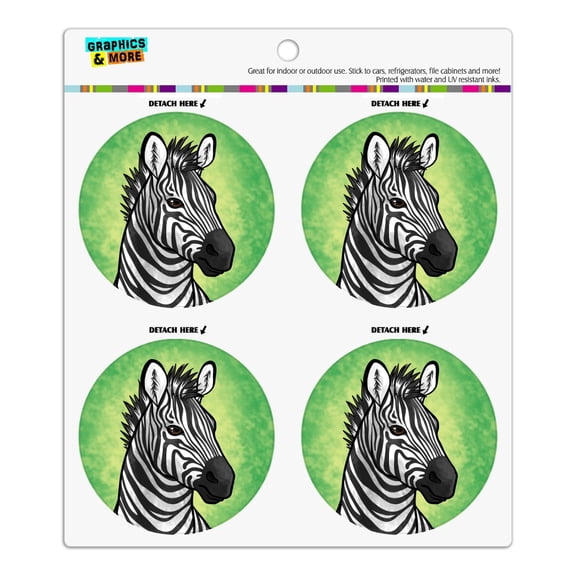 Zebra Face Refrigerator Fridge Locker Vinyl Circle Magnet Set