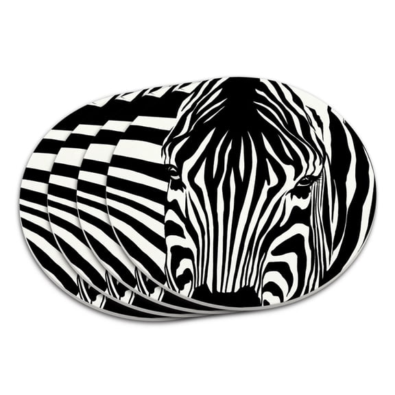 Zebra Face Safari Print Stripes Coaster Set