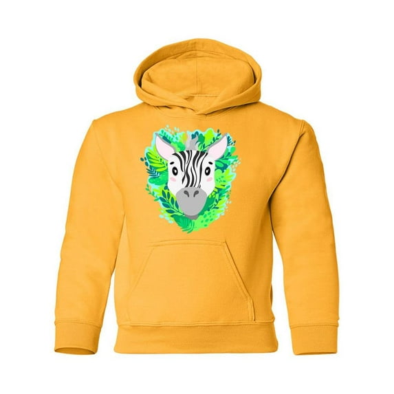 Zebra Face With Leaves Hoodie Juniors -Image by Shutterstock, Large