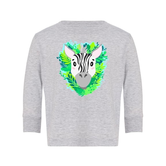 Zebra Face With Leaves Long Sleeve Toddler -Image by Shutterstock,  2 Toddler
