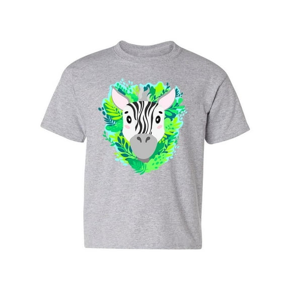 Zebra Face With Leaves T-Shirt Juniors -Image by Shutterstock,  Large
