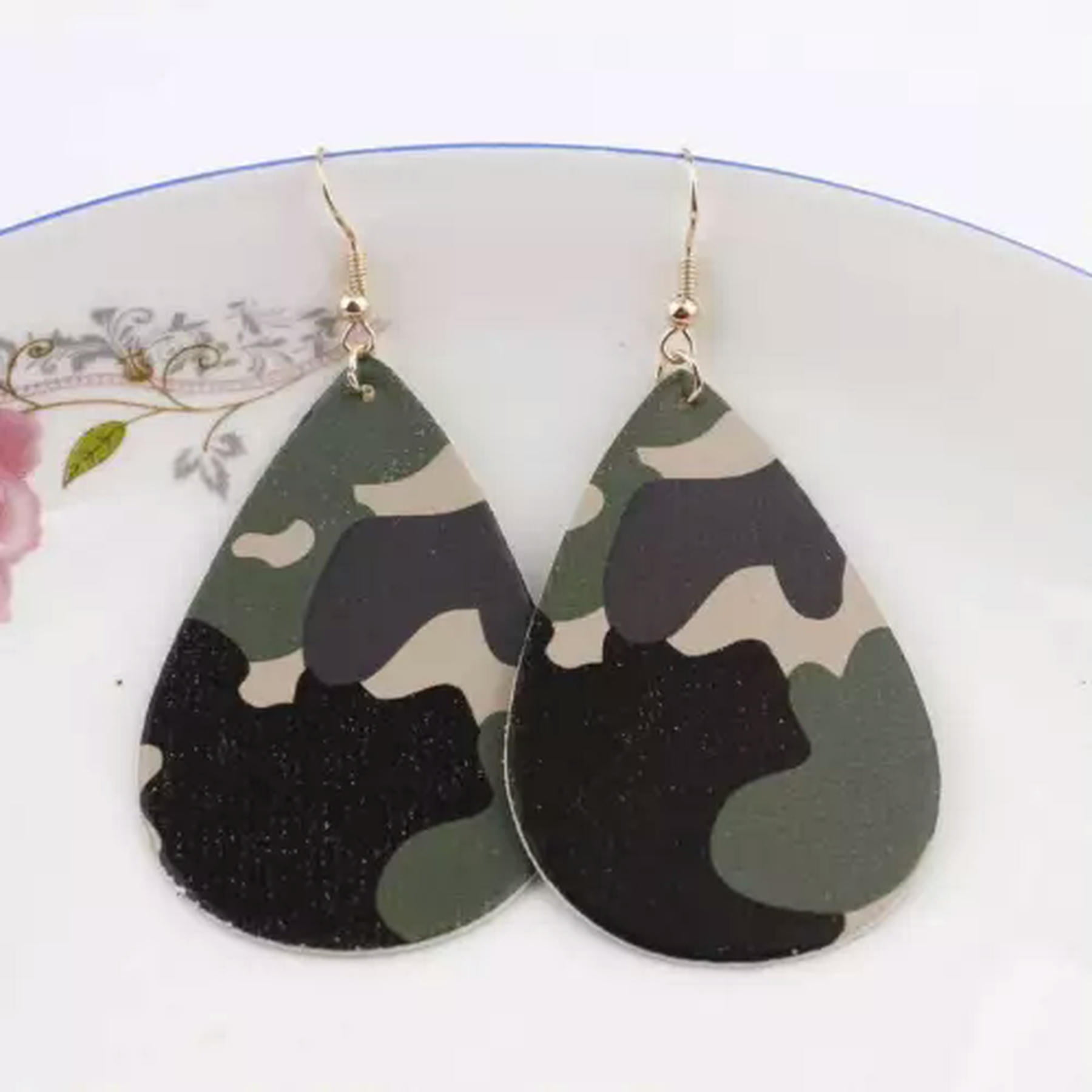 Teardrop Leather Earrings - Snakeskin Camo Leopard Print Dangle Earrings, Lightweight For Women