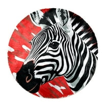 Zebra Faux Rabbit Fur Rug - Super Soft Fur Round Rug, Comfy Fluffy Shag Furry Circle Rugs for Kids Room, Living Room, Cute Non-Slip Plush Fuzzy Circular Area Rug Floor Carpets