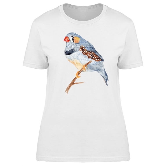 Zebra Finch On Wooden Branch T-Shirt Women -Image by Shutterstock, Female x-Large