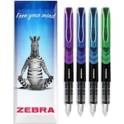 Zebra Fuente - Disposable Fountain Pen - 1.0mm Fine Nib 0.6mm Line Width - Wallet of 4 - Ocean Tones