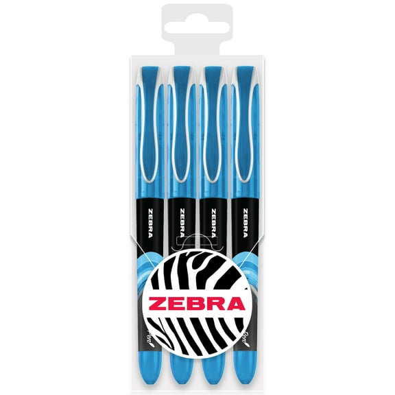 Zebra Fuente - Disposable Fountain Pen - 1.0mm Fine Nib 0.6mm Line Width - Wallet of 4 - Teal Ink