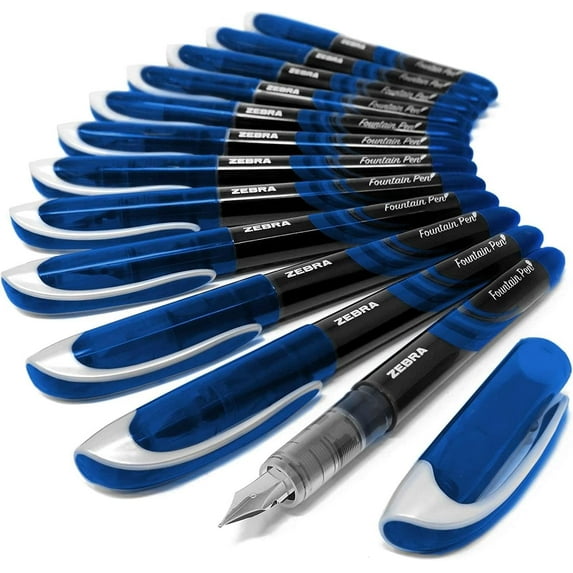 Zebra Fuente - Disposable Fountain Pen - Blue Ink - Pack of 12