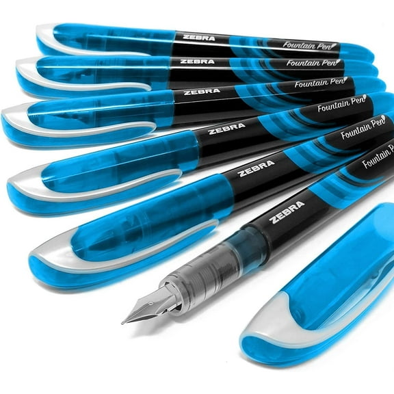 Zebra Fuente - Disposable Fountain Pen - Light Blue Ink - Pack of 6