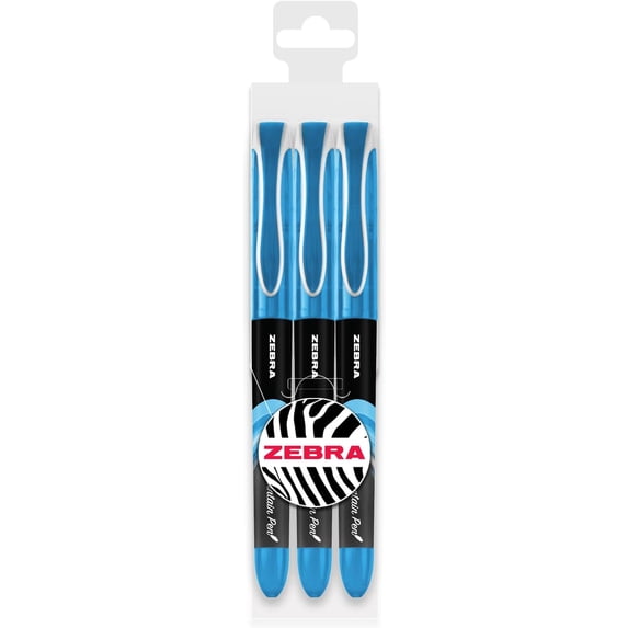 Zebra Fuente - Disposable Fountain Pen - Light Blue Ink - Wallet of 3