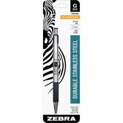 Zebra G-301 Stainless Steel Retractable Gel Pen, Medium Point, 0.7mm, Black Ink