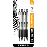 Zebra Pen G-301 Stainless Steel Retractable Gel Pen, Medium Point, 0.7mm, Black Ink, 4-Ct